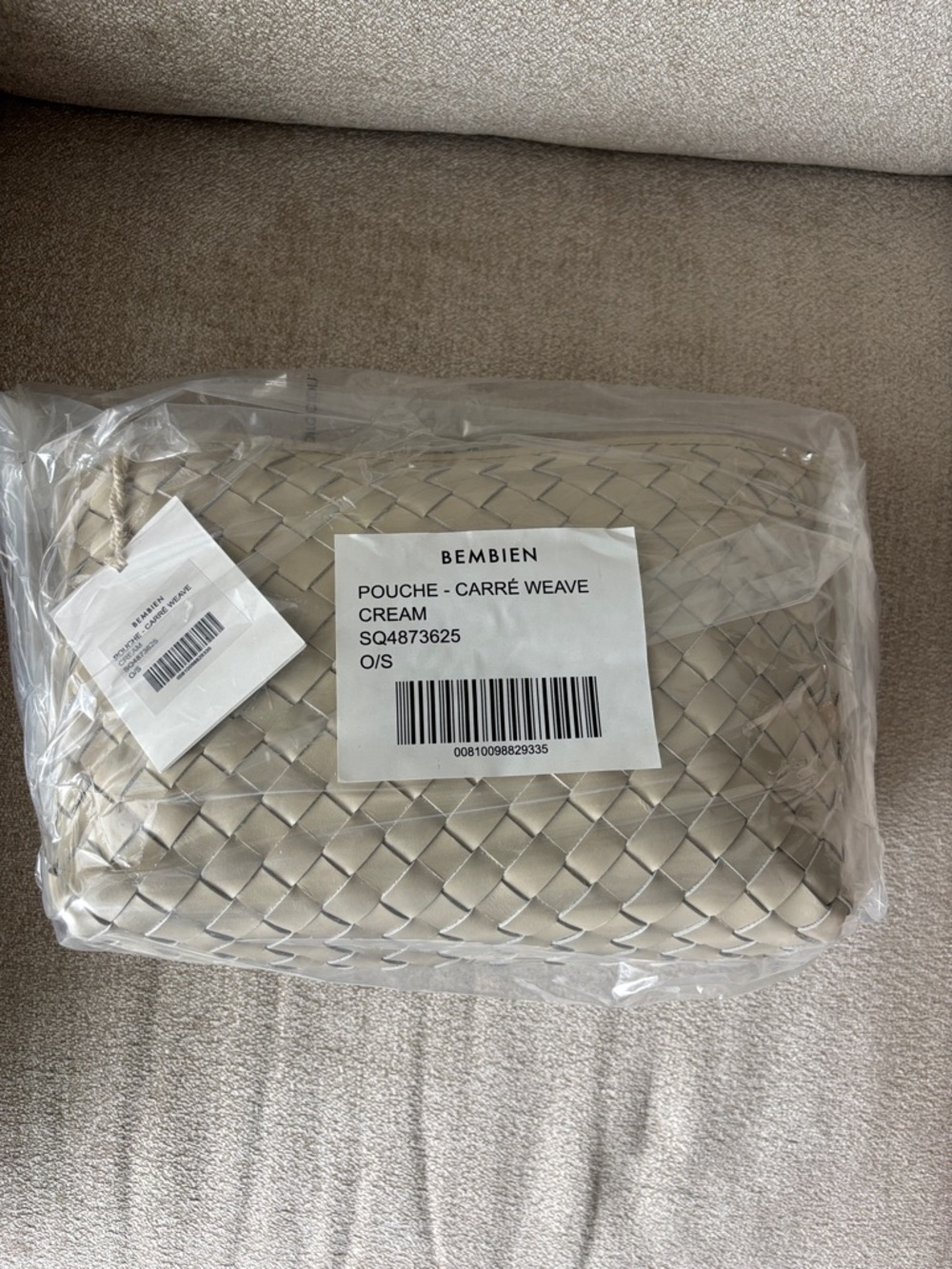 Bambien Pouche Woven Cream clutch or purse or travel - Picture 3 of 5